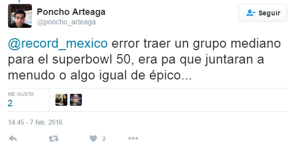 Tweet del Super Bowl en México